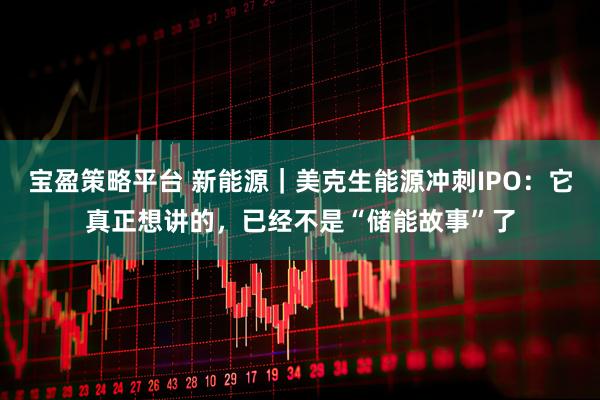 宝盈策略平台 新能源｜美克生能源冲刺IPO：它真正想讲的，已经不是“储能故事”了